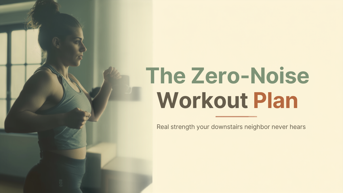 The Zero-Noise Workout Plan guide cover, quiet strength training for apartments