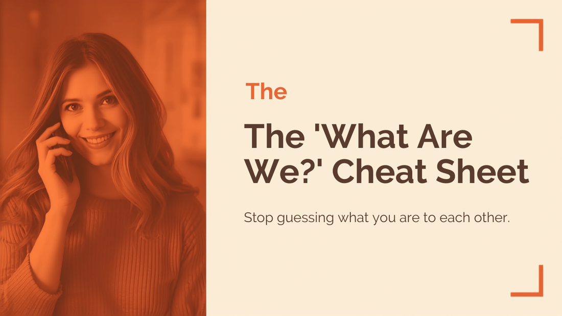 The What Are We Cheat Sheet guide cover, a relationship clarity conversation guide